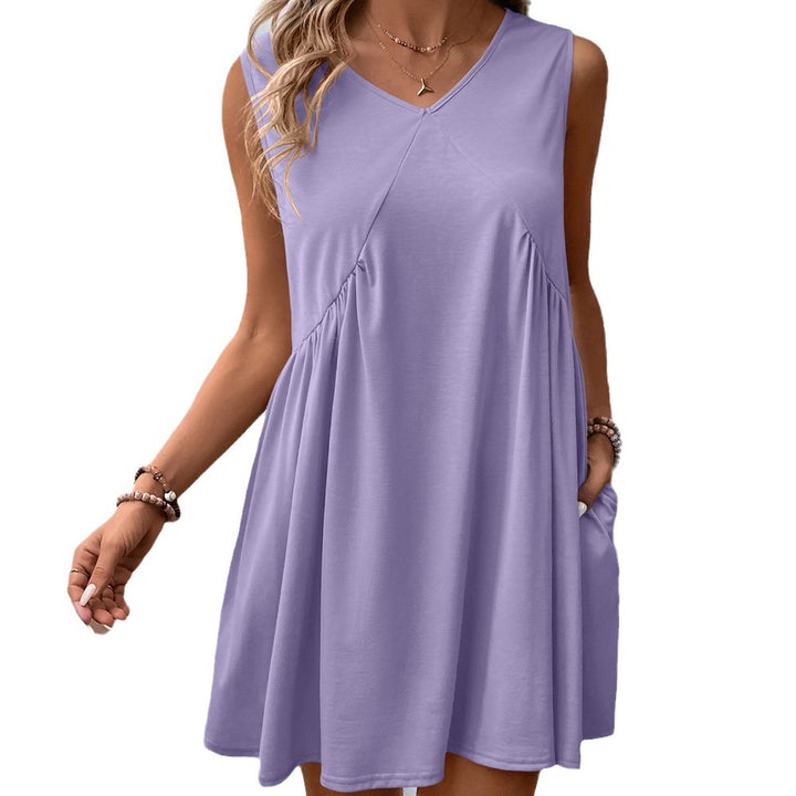 Women's fluid dress with V-neck, side pockets, and fluid cut Lune London