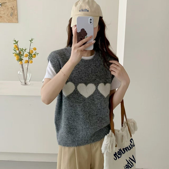 Pull en maille pour femmes avec motif cœur Chic & Stil