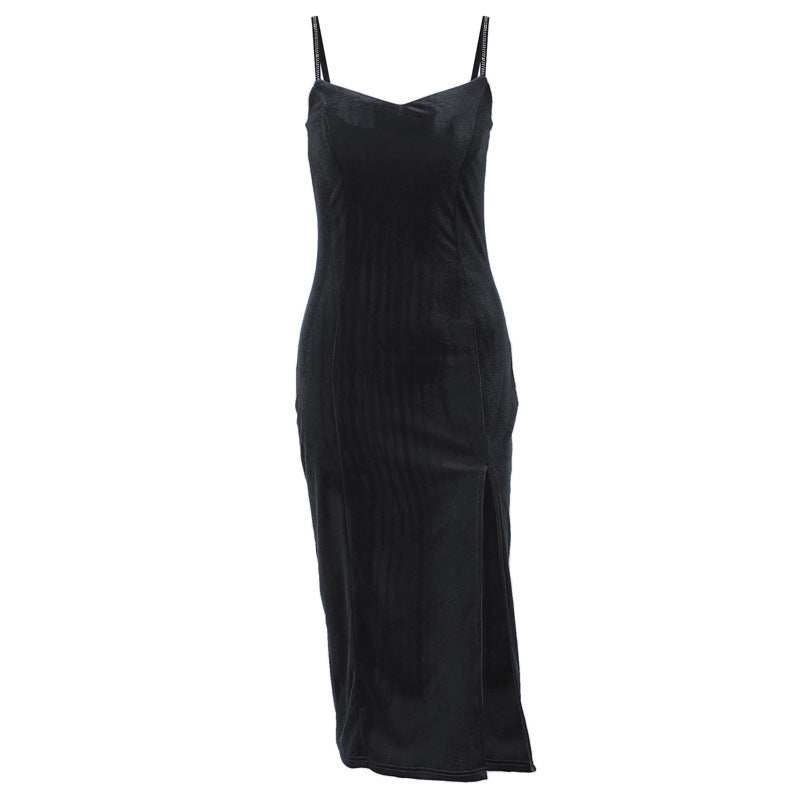 Lune London Women's Velvet Split Midi Dress