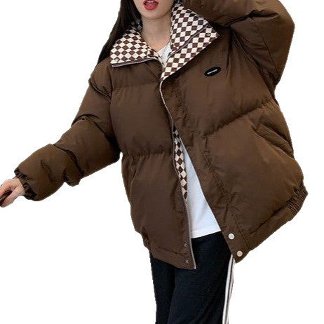 Veste d'hiver surdimensionnée à la mode pour femmes avec col à carreaux Chic & Stil
