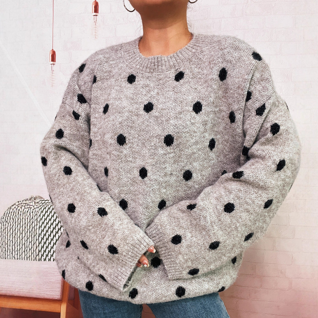 Pull en tricot confortable pour femmes avec design à pois Chic & Stil