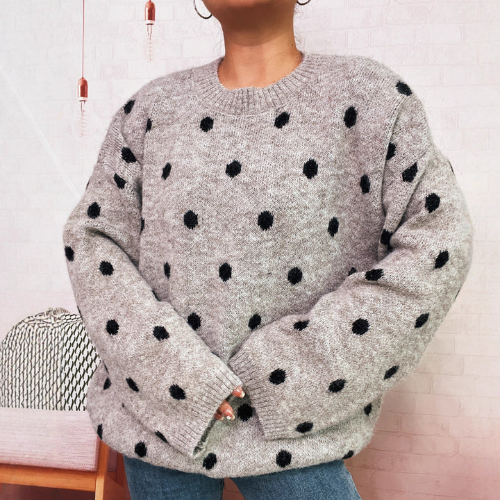 Pull en tricot confortable pour femmes avec design à pois Chic & Stil