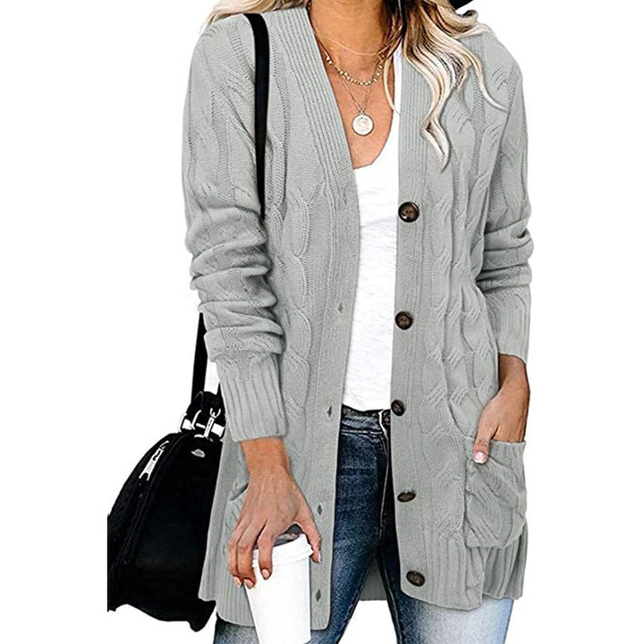 Thick knit jacket for women with large buttons and deep pockets Lune Londonl