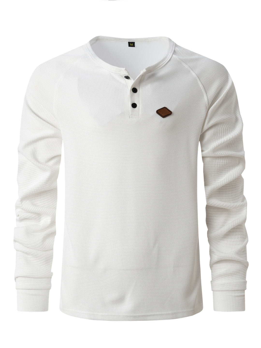 Men's Long Sleeve Henley Shirt with Textured Fabric and Fashionable Button Details Lune London