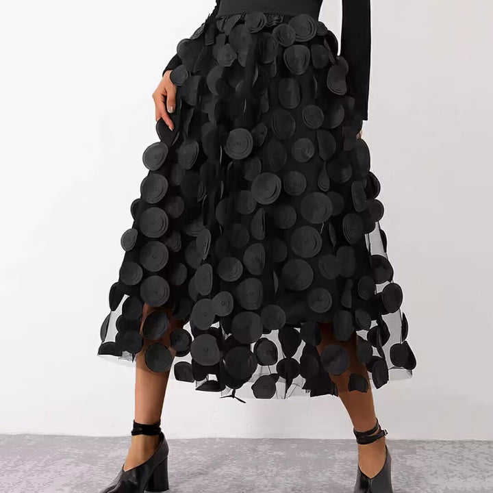 Elegant tulle skirt for women with 3D flower appliqués Lune London