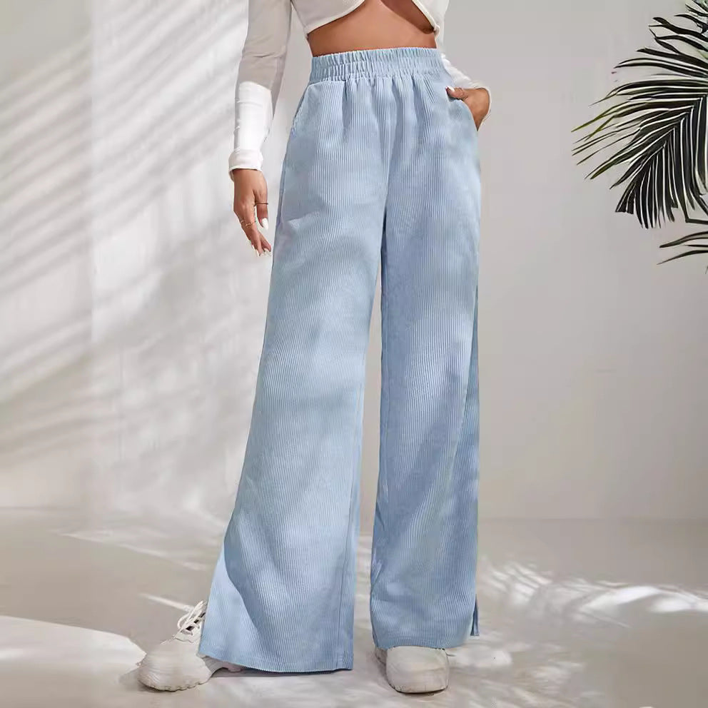 Lune London fine shoemaking women’s palazzo pants with side slits