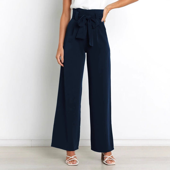Ladies Elegant Loose Fabric Trousers with Waist Belt Lune London