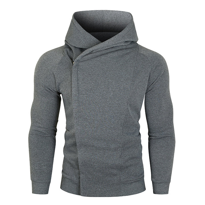 Men's hoodie with asymmetrical zip and high collar Lune London