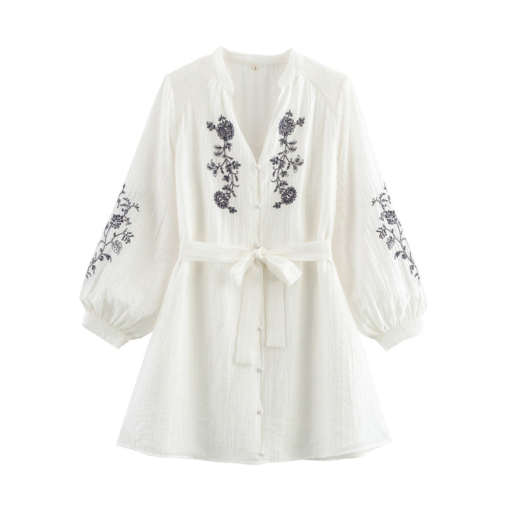 Elegant women's blouse with floral embroidery detail Lune London