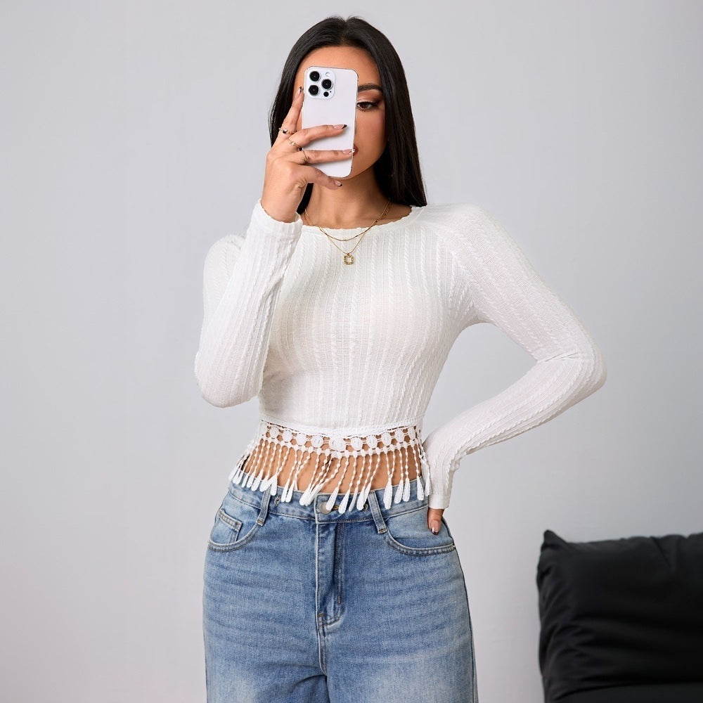 Short long sleeve shirt for women with special fringe details Chic & Stil