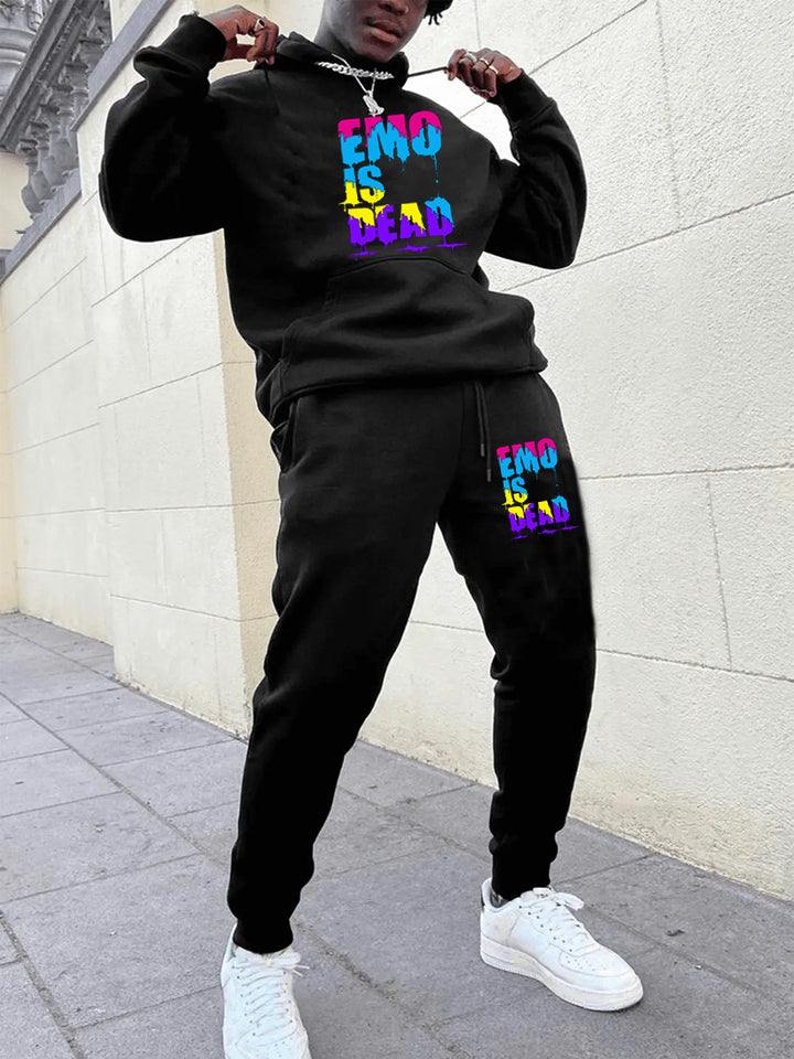 Ladies Sports Hoodie and Jogging Pants Set with Colorful Graphic Element Lune London