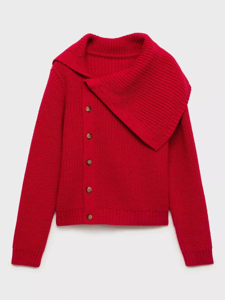 Ladies cardigan with oversized collar and button closure Lune London