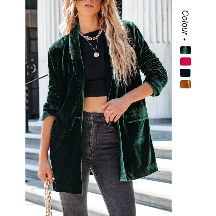 Women's Elegant Velour Cardigan with Casual Cut and Practical Pockets Lune London