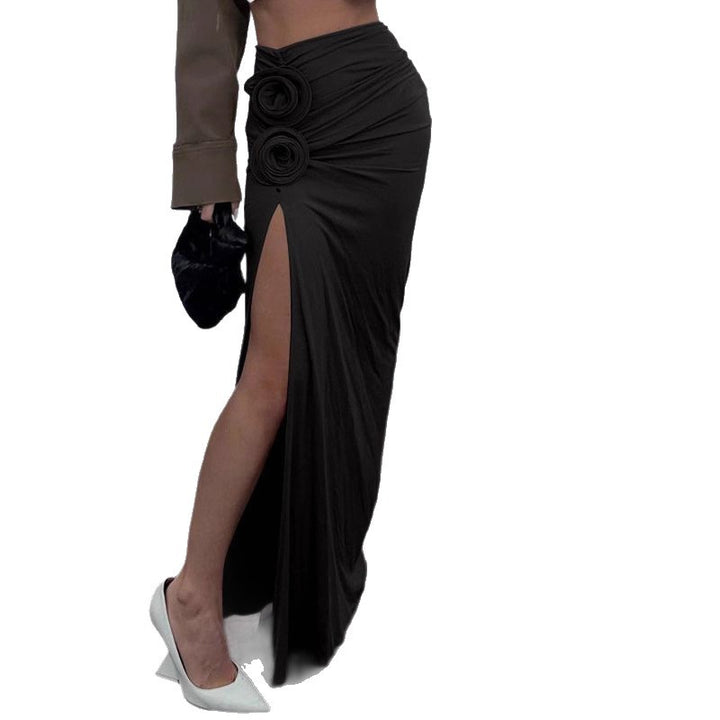 Ladies Elegant Wrap Skirt with Elaborate Floral Appliqués Lune London