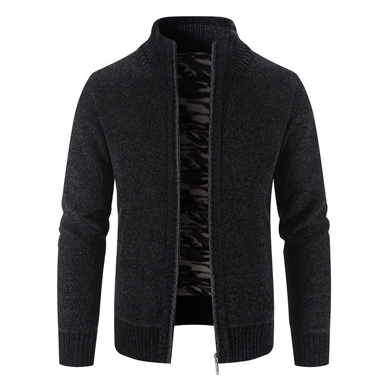 Men's knit jacket with high collar and practical zippered pockets Lune London