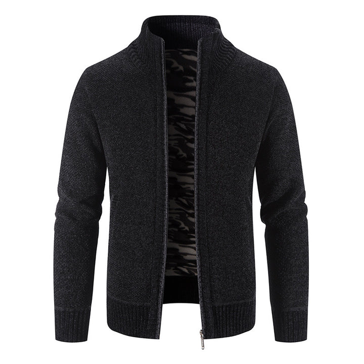 Men's knit jacket with high collar and practical zippered pockets Lune London