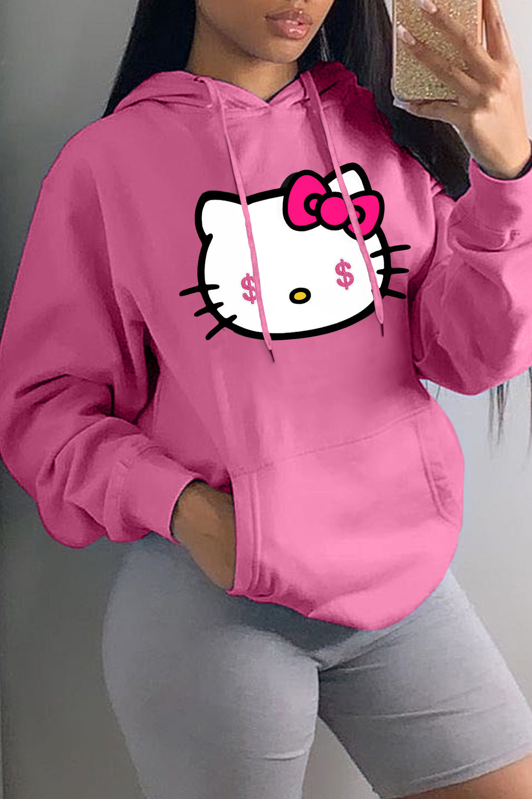 Hooded sweatshirt for women with creative cat pattern Lune London