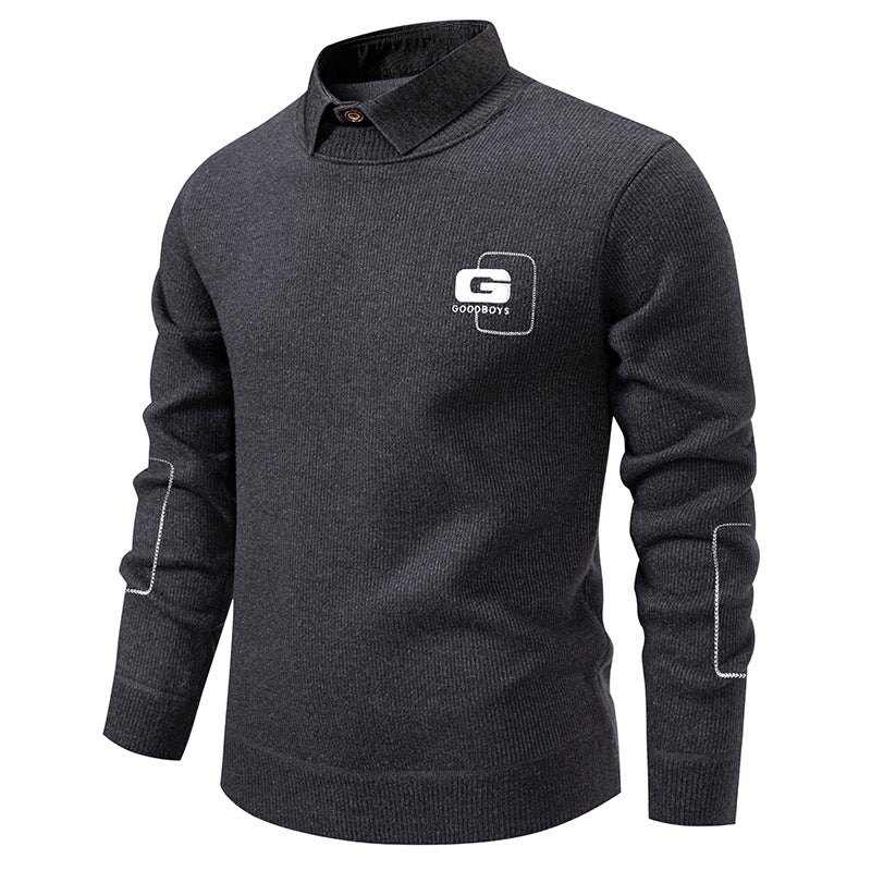 Elegant sweater for men with collar and fine knit pattern Lune London