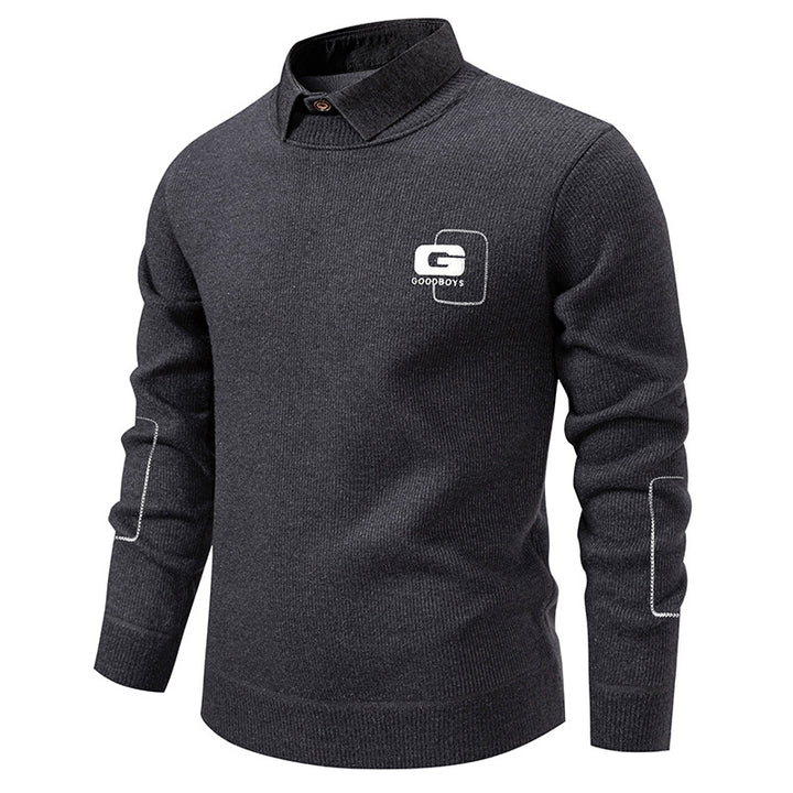 Elegant sweater for men with collar and fine knit pattern Lune London