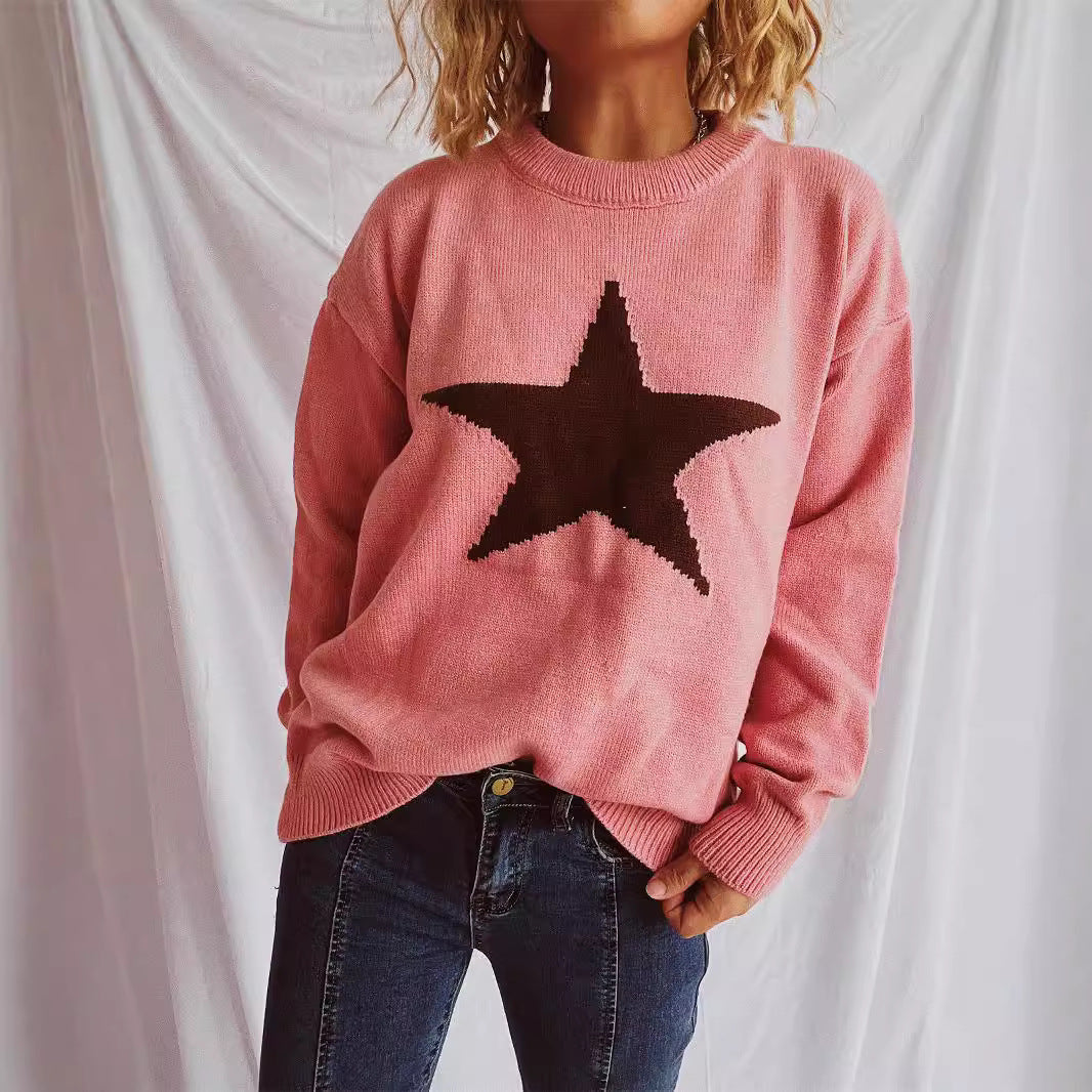 Casual women's sweater with a catchy star pattern Lune London