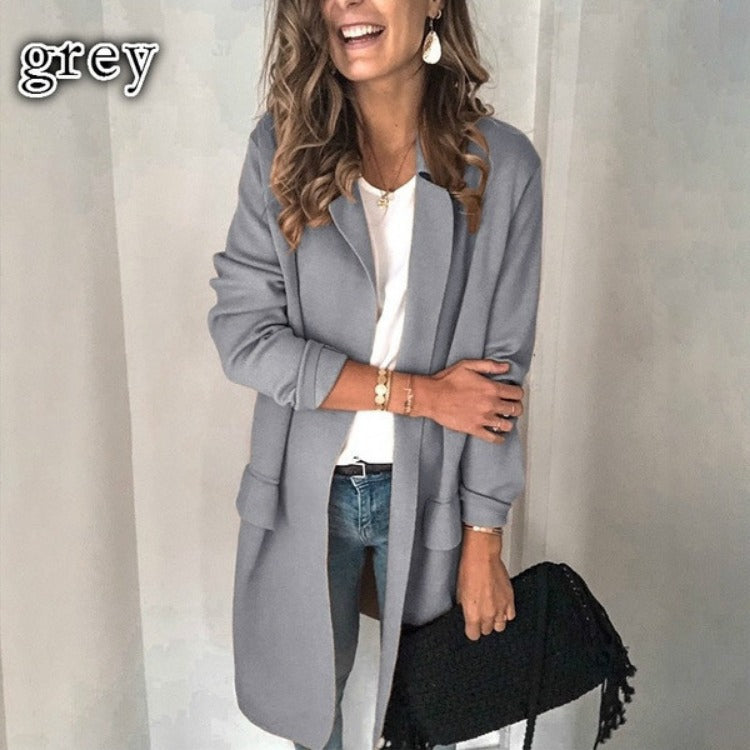 Ladies Long Wool Coat with Elegant Chic and Stylish Pockets