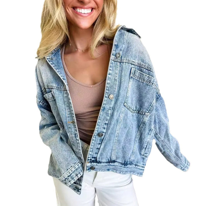Veste en denim décontractée pour femmes coupe oversized avec poches pratiques Chic & Stil