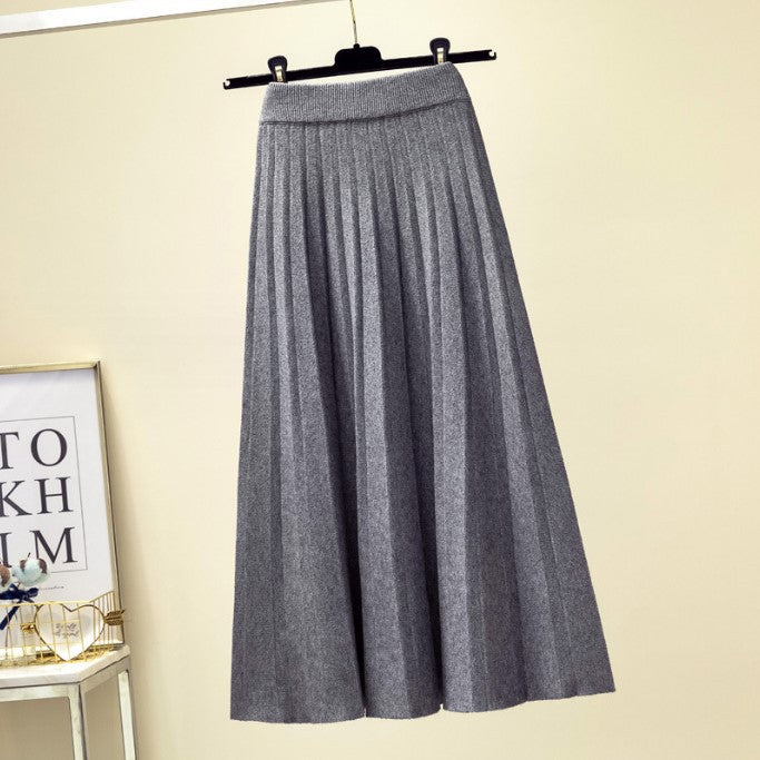 Lune London High-Quality Knit Fabric Pleated Maxi Skirt for Women