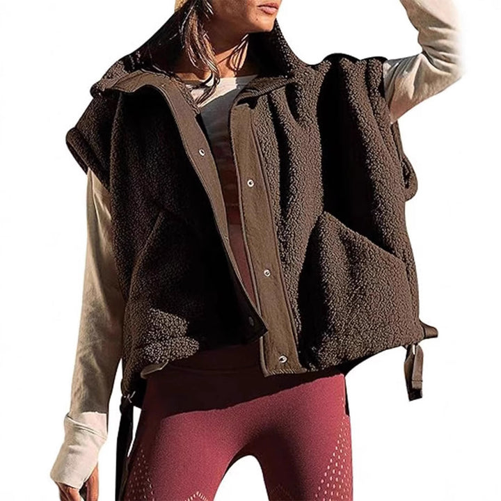 Casual teddy fleece vest for women with practical side pockets and adjustable size Lune London