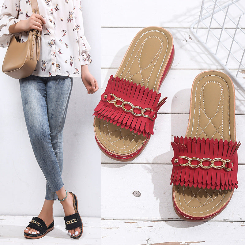 Ladies Fringe Slides Lune London