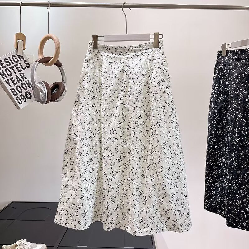 Jupe midi pour femmes avec motif floral et taille élastique Chic & Stil