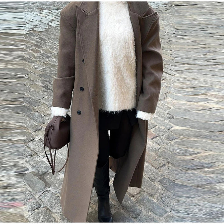 Manteau en laine pour femmes élégant à double boutonnage Chic & Stil