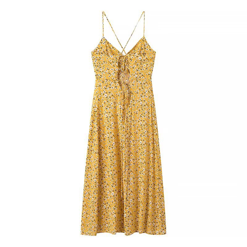 Summer dress for women with a lovely floral print and playful straps Lune London