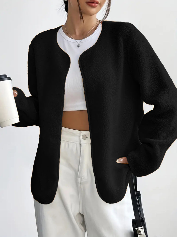 Casual fleece jacket for women with open cut and practical pockets Lune London