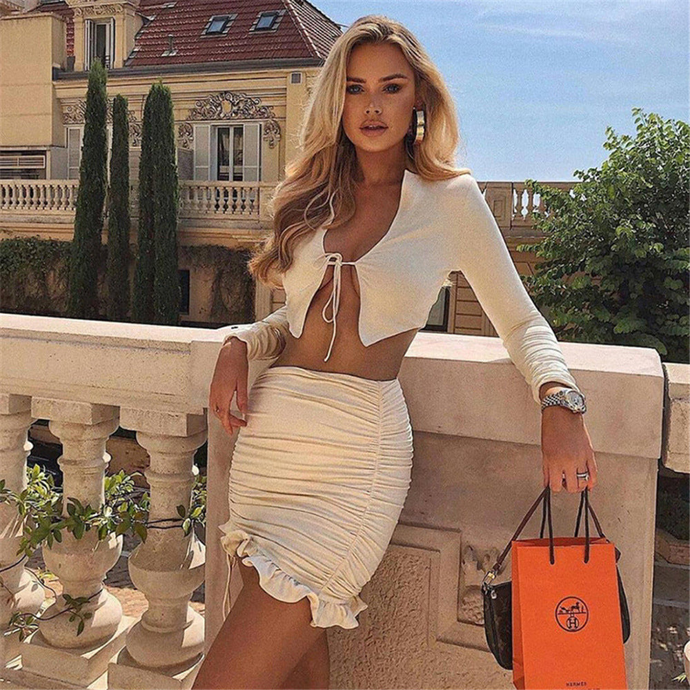 Women's Crop Top and Mini Skirt Set with Ruffles and Romantic Flounce Lune London