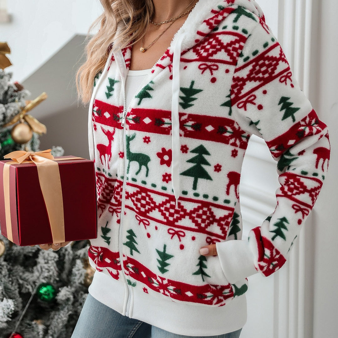 Ladies Cozy Hooded Sweater with Festive Pattern Lune London
