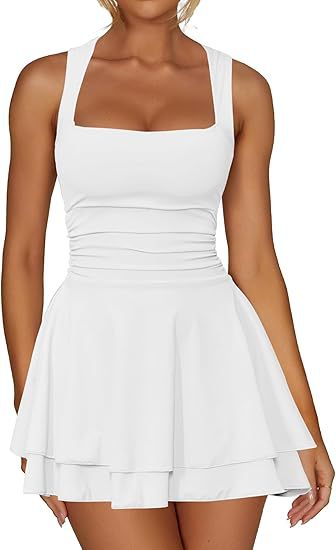 Lune London ladies skater dress with gathers and wide straps