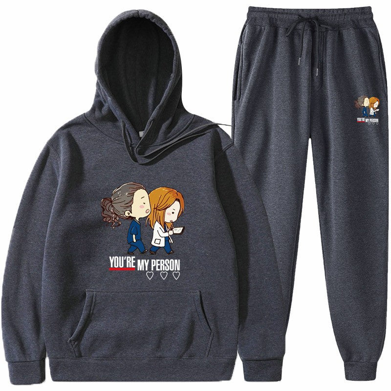 Women's Hoodie and Jogging Pants Set with Original Cartoon Design Chic & Stil