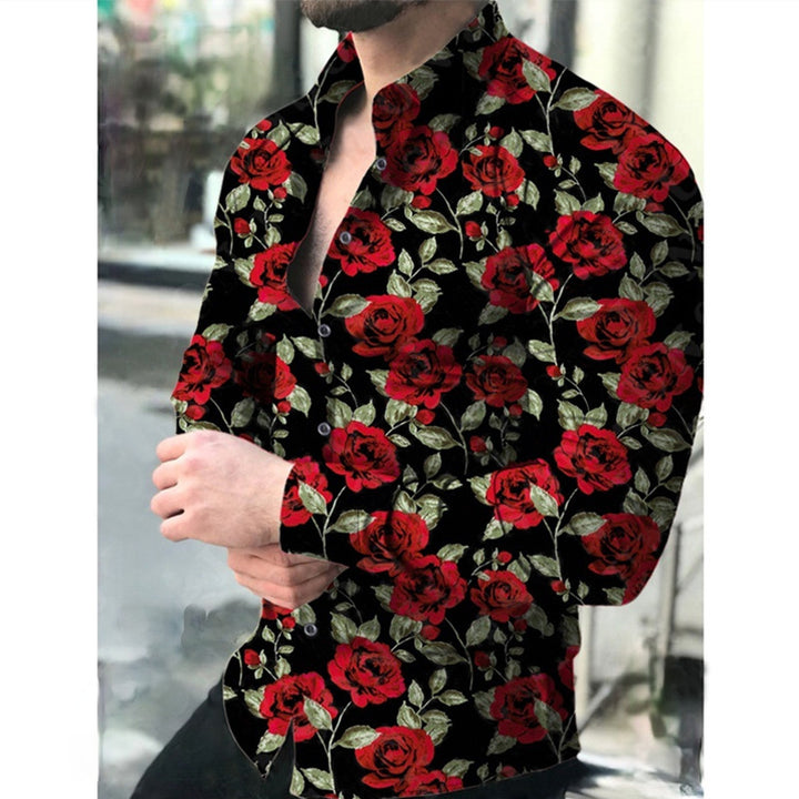 Men's long sleeve shirt with chic butterfly floral design