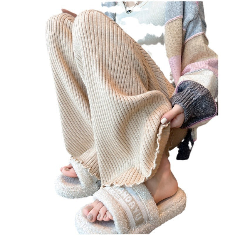 Pantalons tricotés confortables pour femme, à coupe large avec taille élastique Chic & Stil