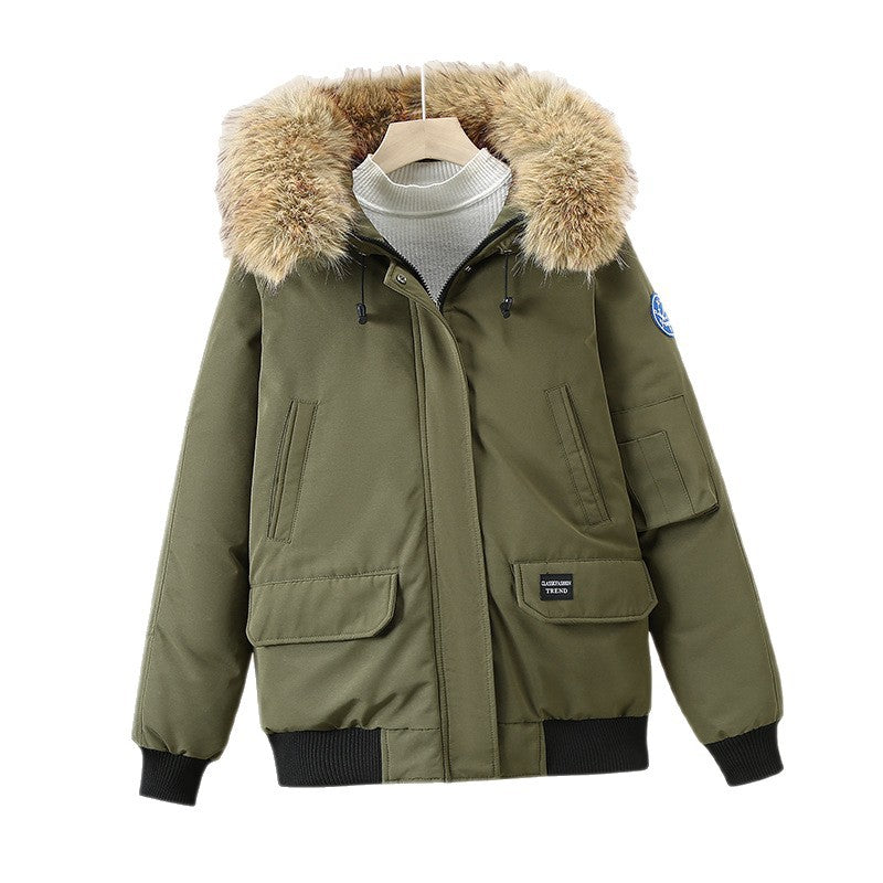 Women winter coat with removable faux fur collar and large pockets Lune London