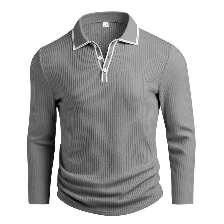 Men's Long Sleeve Polo Shirt with Textured Design Lune London
