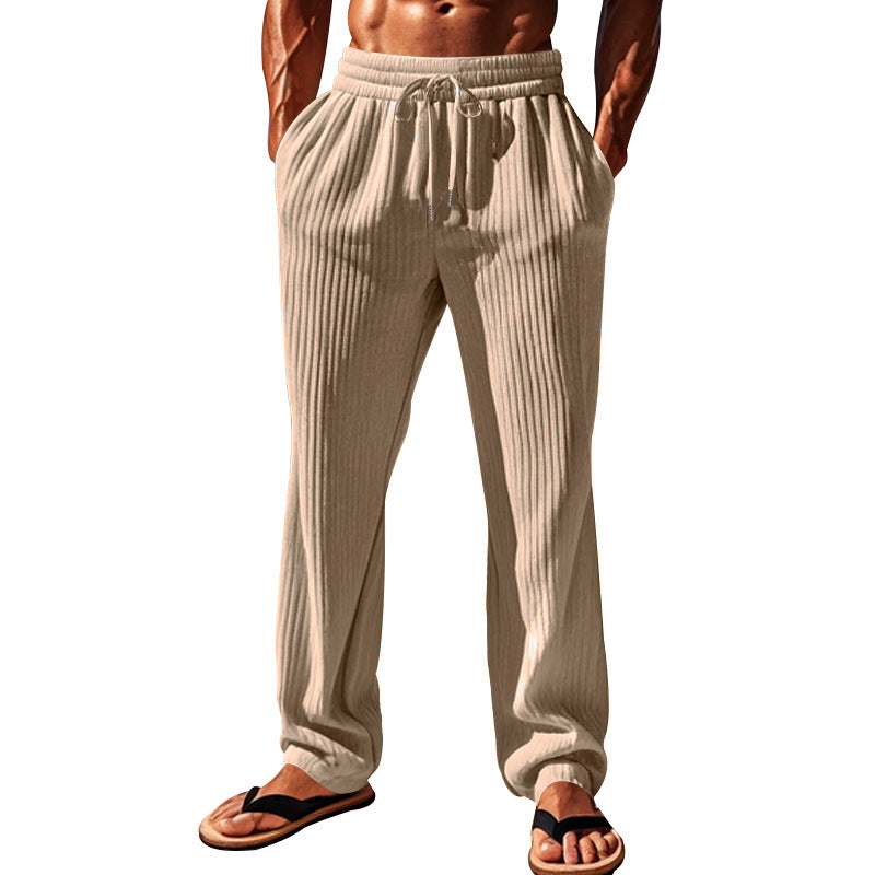 Comfortable leisure pants for men with elastic waistband and decorative ribbed pattern Lune London