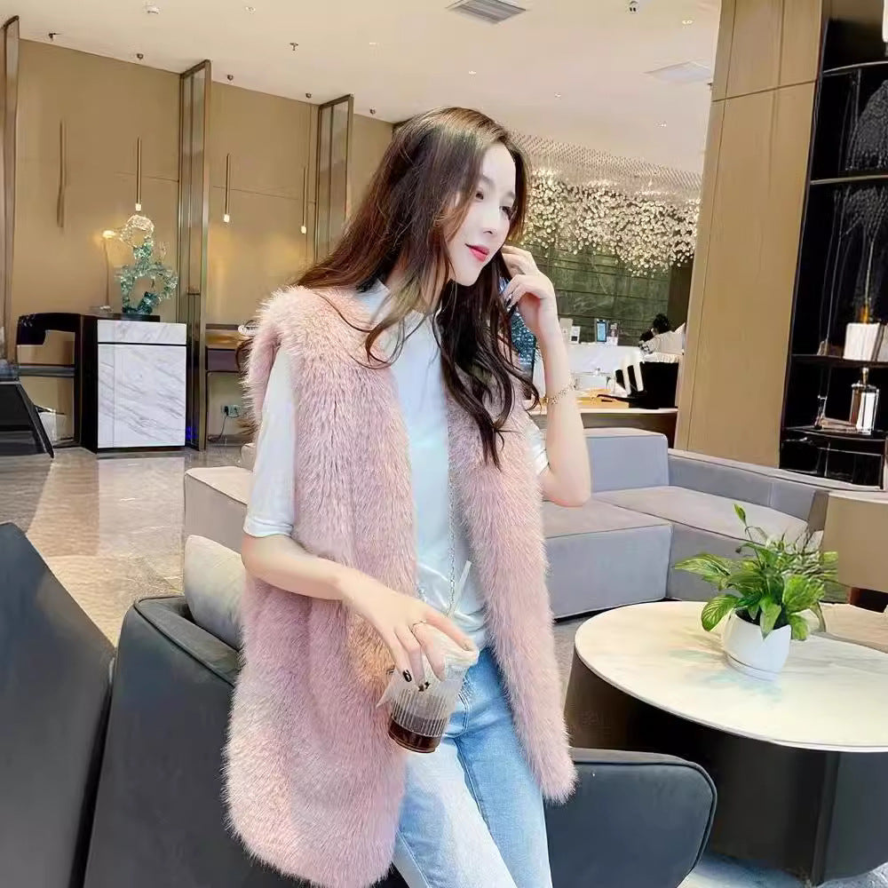 Ladies Faux Fur Gilet Lune London
