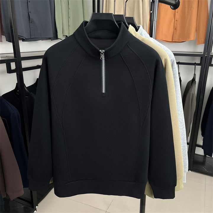 Trendy knitted sweater for men with high collar and zipper Lune London