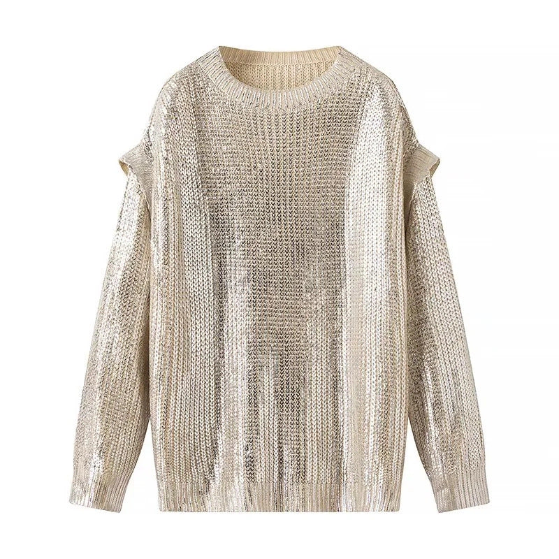 Femme Pull Tricoté Pailleté avec Coupe Moderne Chic & Stil
