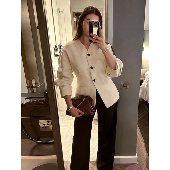 Lune London Women's Couture Blazer with Voluminous Sleeves and a Round Collar