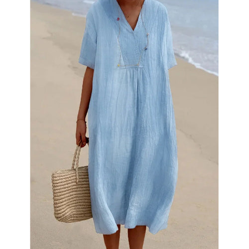 Casual midi dress for ladies with V-neck and loose fit Lune London