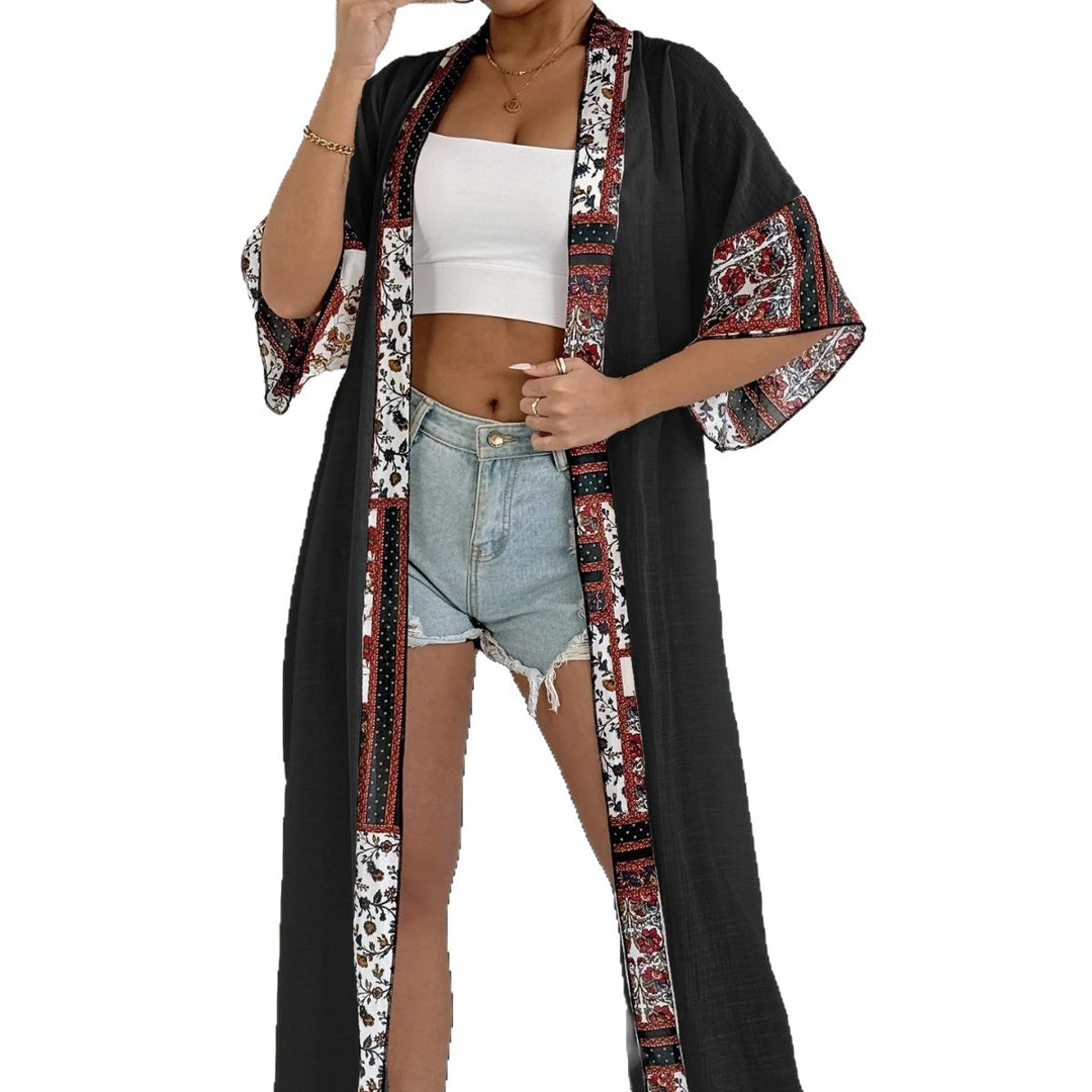 Women Bohemian Kimono Vest with Chic Floral Pattern