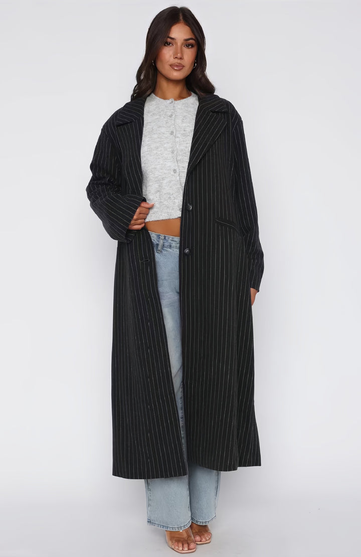 Ladies Longer Blazer with striped pattern and casual cut Lune London