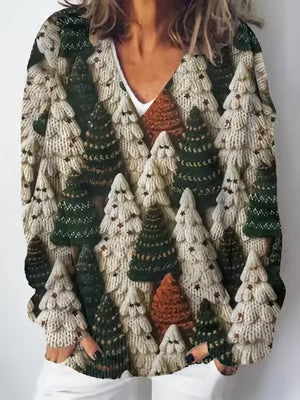 Pull en tricot pour femmes avec motif paysage élaboré Chic & Stil